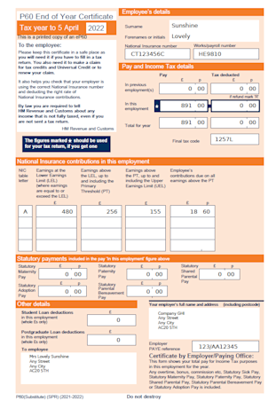 P60 Form - Shape Payroll