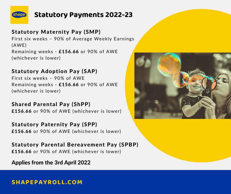 What are statutory payments and the amounts for 20222023? Shape Payroll
