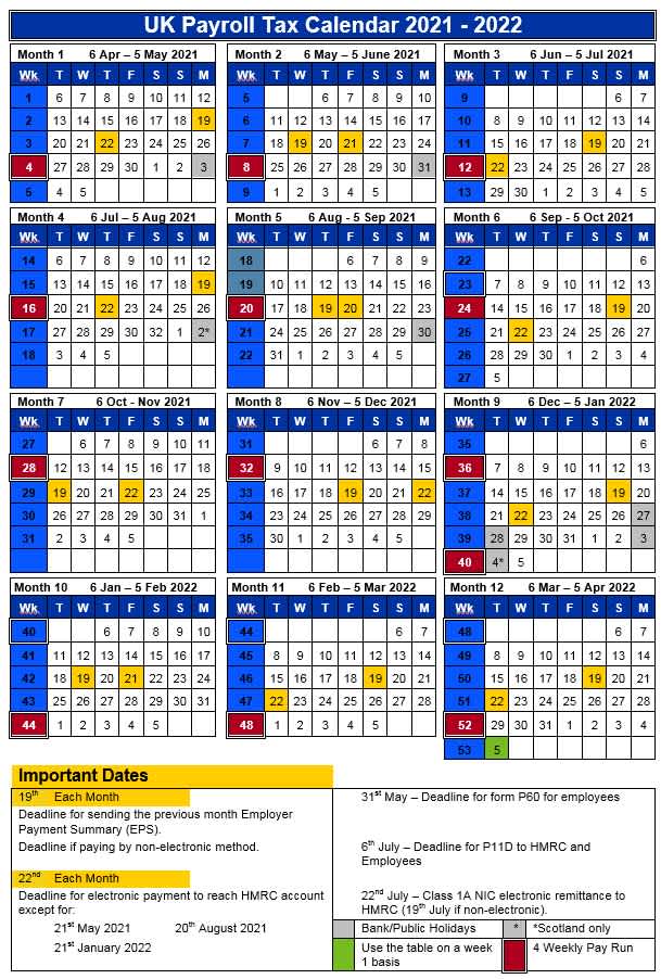 Paycheck Calendar 2023 Payroll Tax Calendar 2021-2022 - Shape Payroll