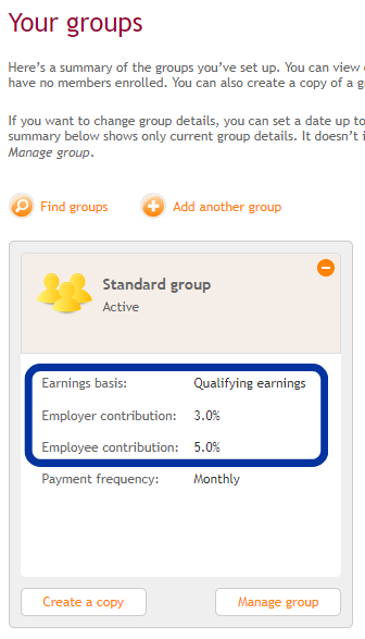 Shows the contribution earnings and contribution amounts in NEST.