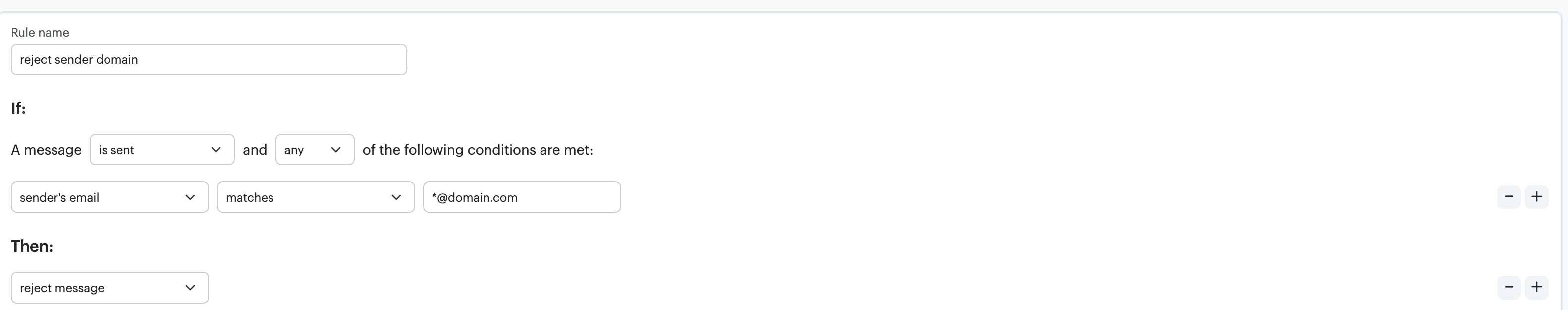 Transactional Rules Engine: Exclude a domain
