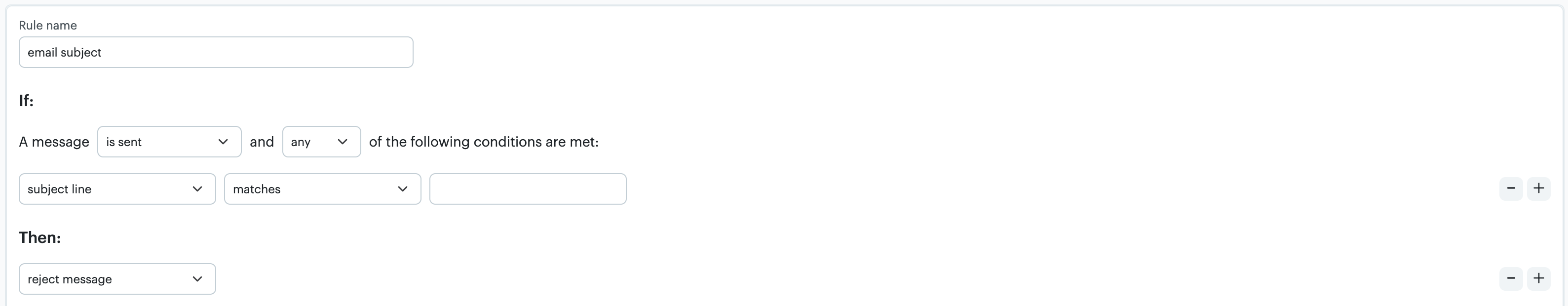Transactional Rules Engine: Empty subject line