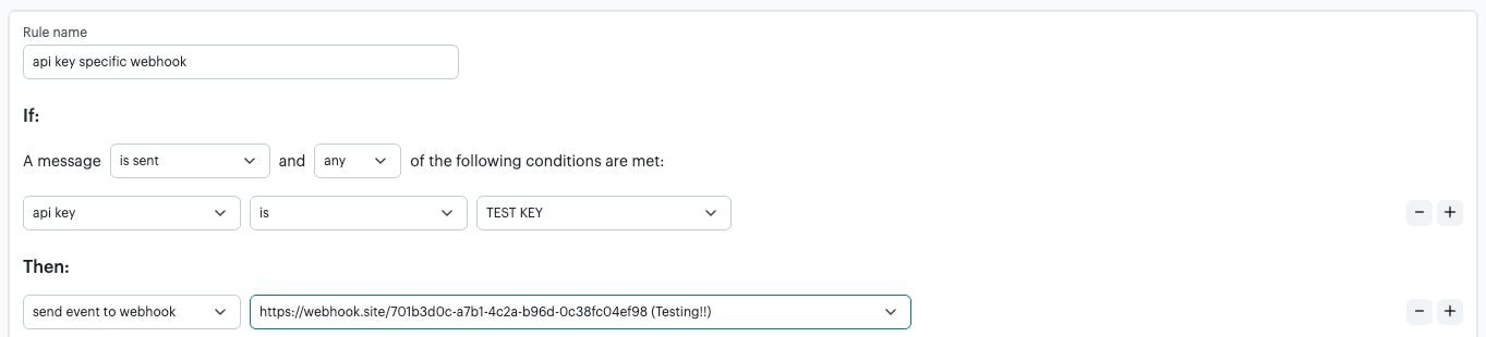 Transactional Rule Engine: API key webhook