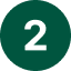 Green circular icon with number 2, representing step two of using your dog insurance like a pro in getting a dog insurance coverage for your pet. 