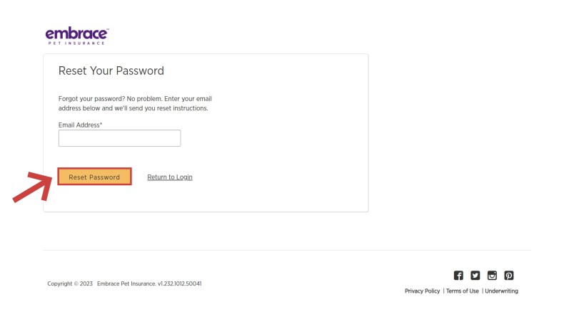 Step 2 on how to reset password is to provide your email address associated with your policy.