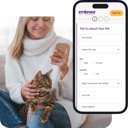 Woman with cat and overlaid phone