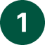 Green circular icon with number 1, representing step one of using your dog insurance like a pro in getting a dog insurance coverage for your pet. 