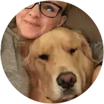 This cute golden retriever leaning on to its human wearing glasses suffered from an upset stomach and was sent to the vet, luckily they have Embrace Pet Insurance.