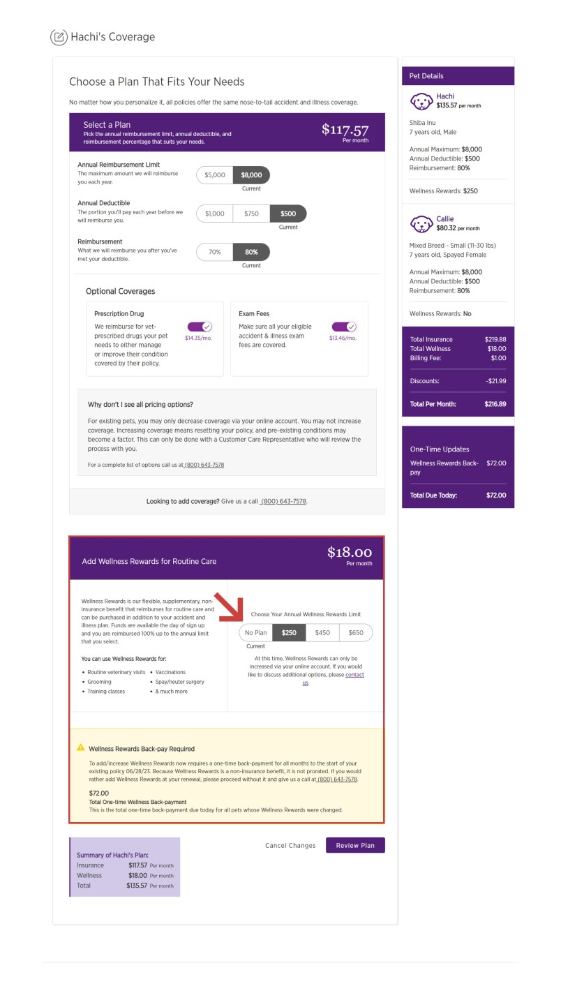 Scroll down the page to Add Wellness Rewards for Routine Care, then Select Review Plan 
