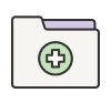 A folder icon with a green medical cross symbol appears above the purple text "Customizable Plan."