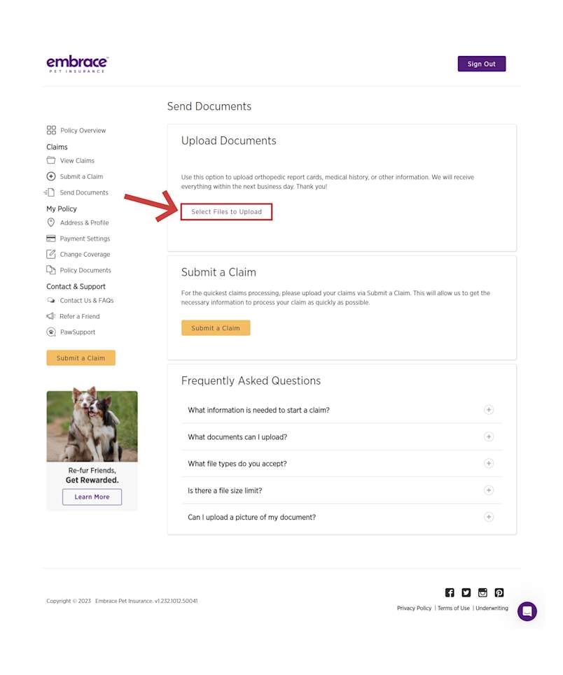 Then click Select files to upload.