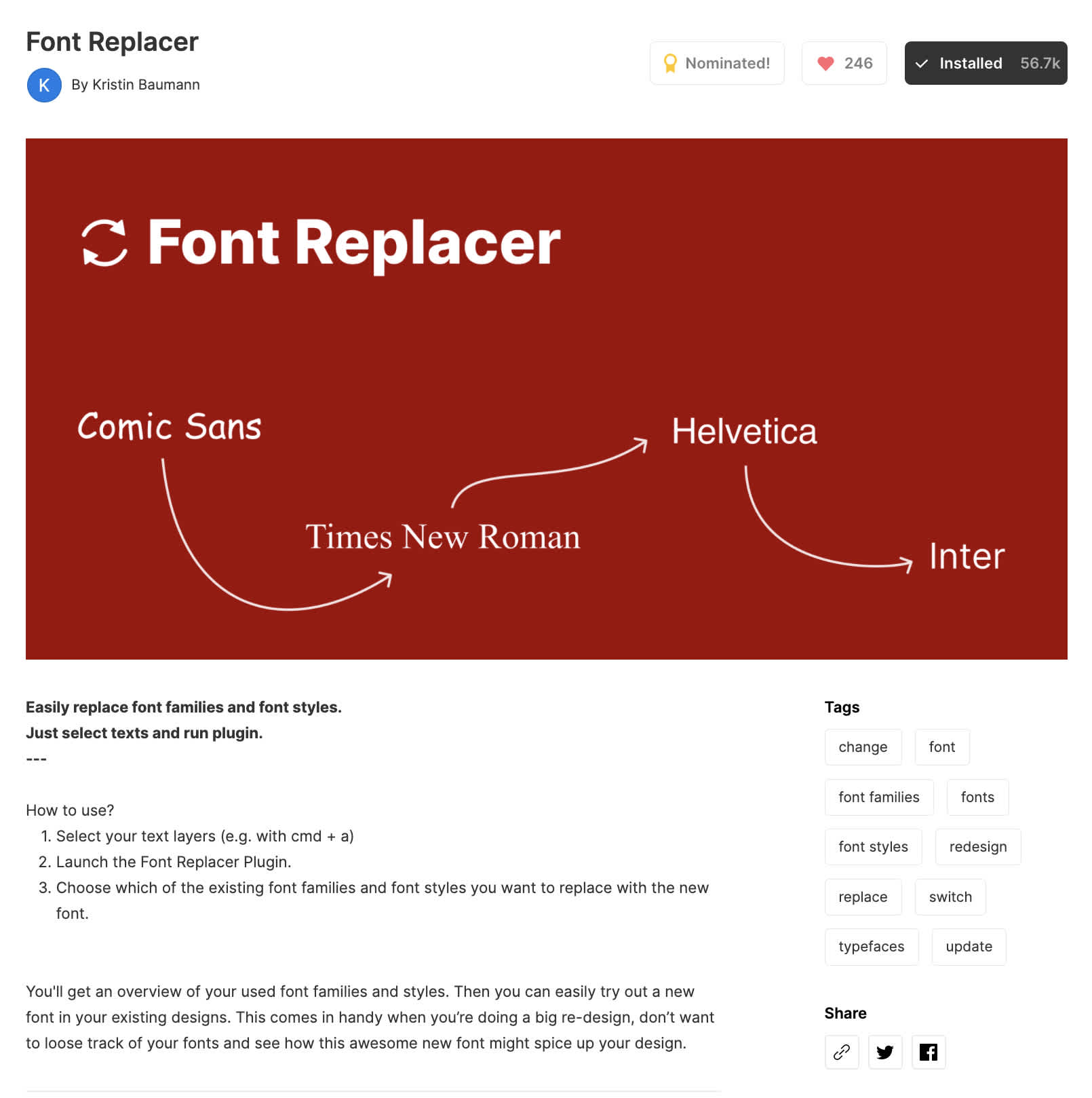 The plugin's community page within Figma