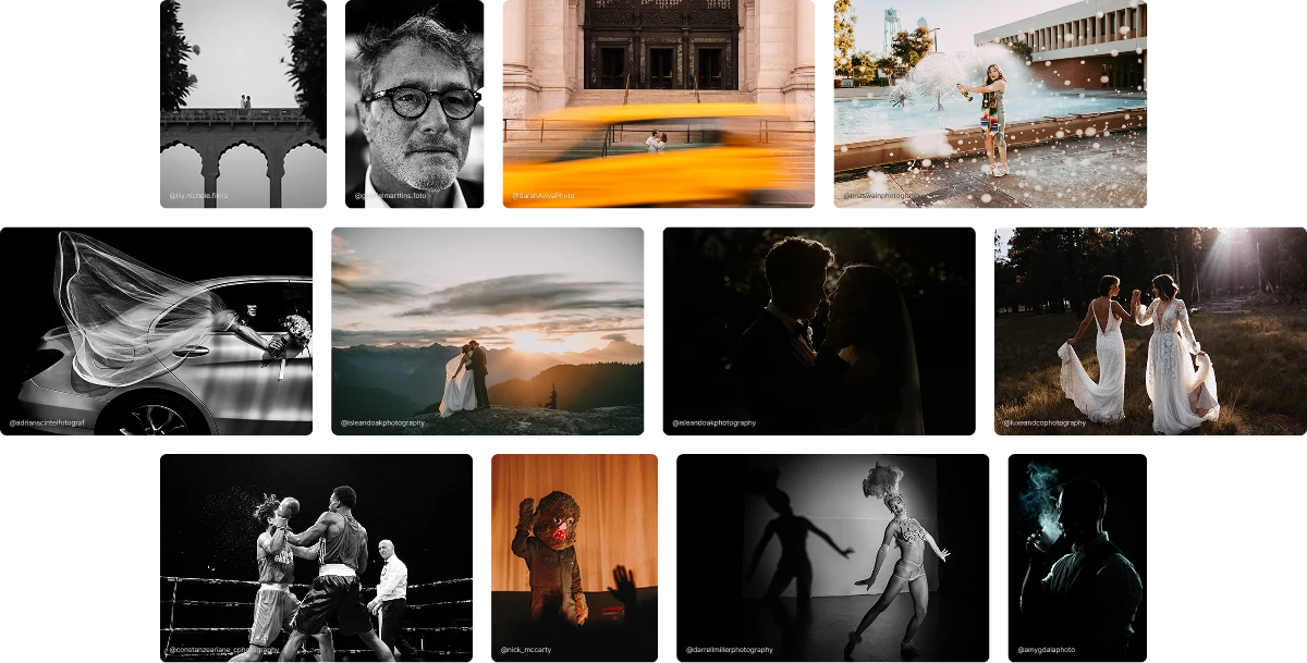 A wall of Narrative's photo challenge entries