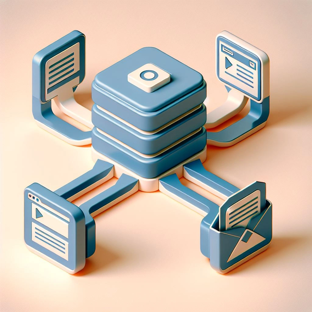Illustration of how Contentful is the hub for content distribution to different channels