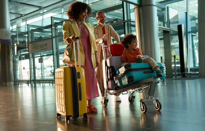 family with trolley