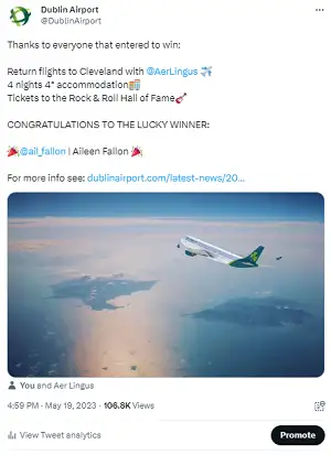 Promotion across Dublin Airport social channels