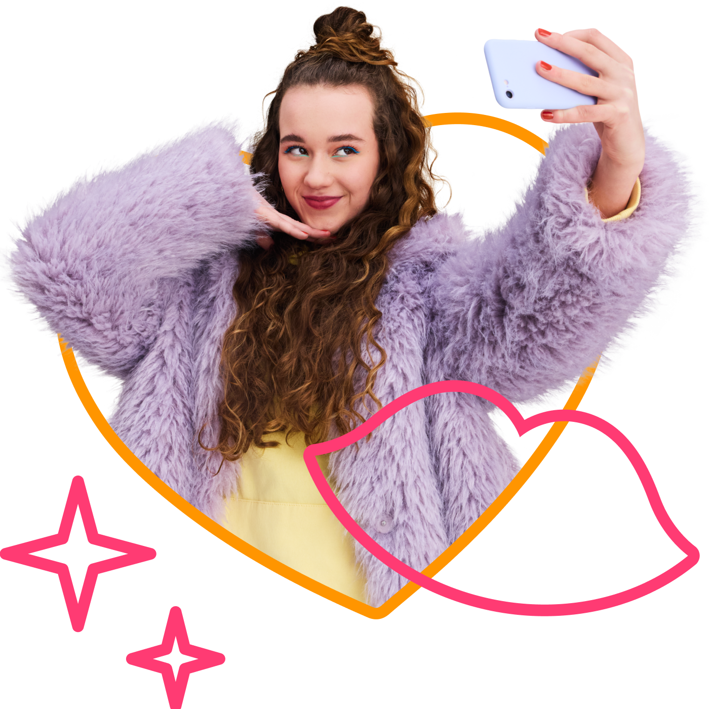 meisje in paarse bontjas in illustratie geel hart.png