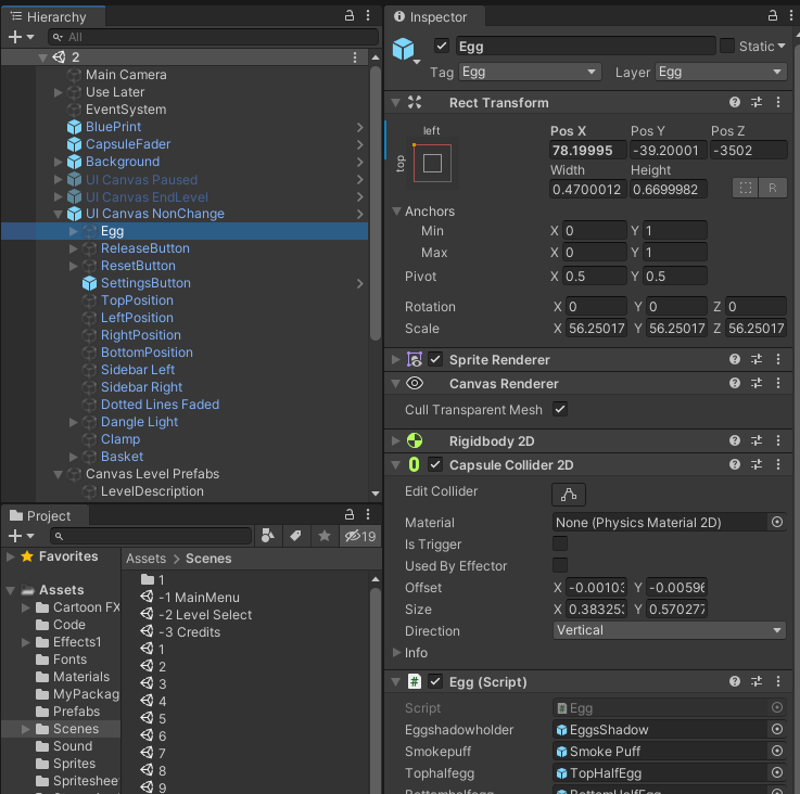 Unity Hierachy System in Eggys Games