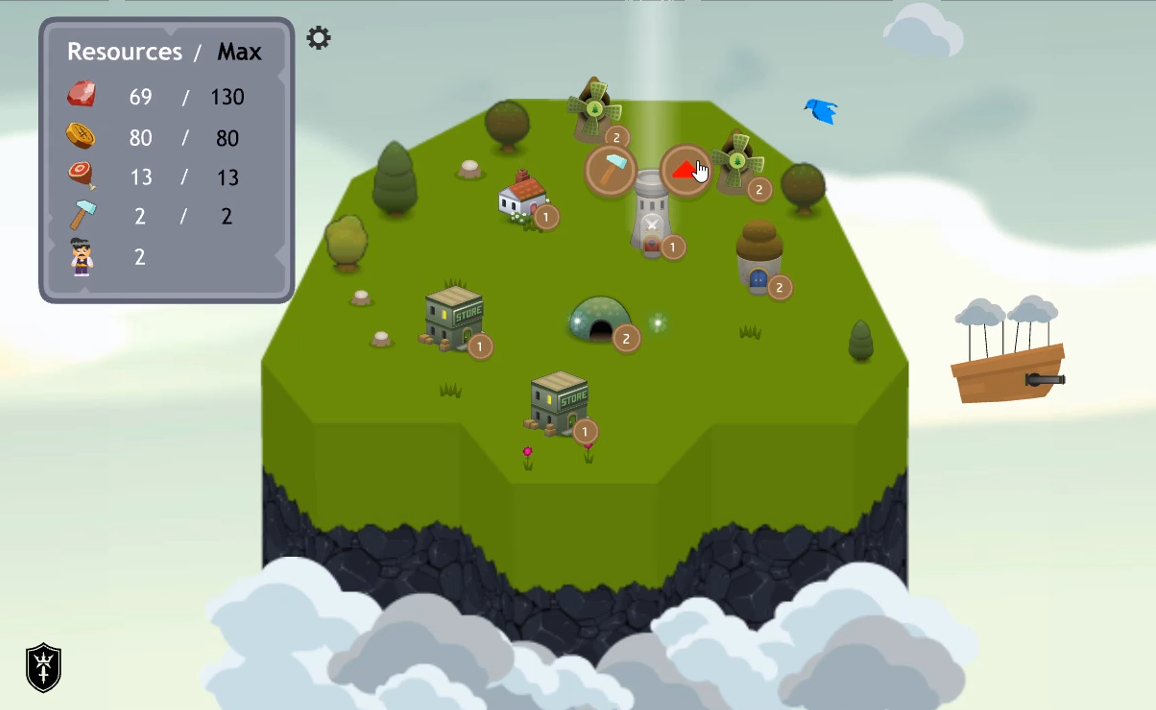 Arcalona Builder Screen in the flash game by eggys games