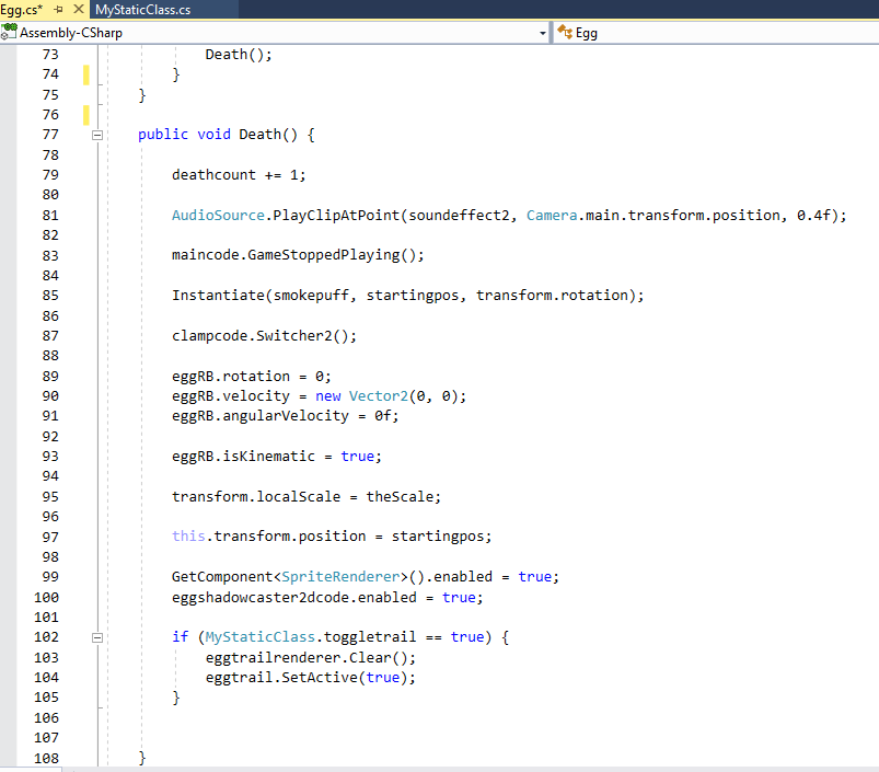 Unity Code Example for Bouncy Egg