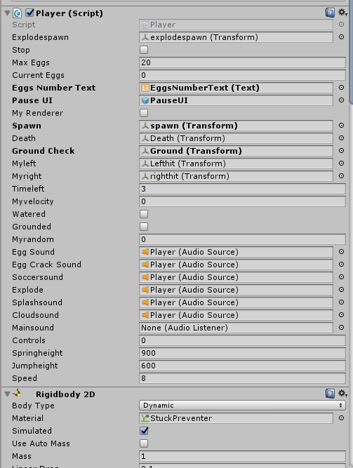 Player Variables in Unity Eggys Big Adventure