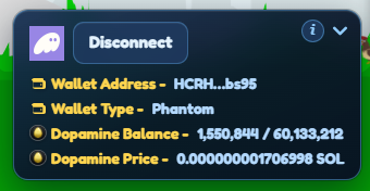 Phantom Wallet crypto connecting to dopamine eggs