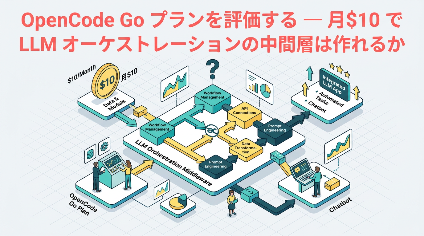 OpenCode Go プランを評価する — 月$10 で LLM オーケストレーションの中間層は作れるか | Yoshihiko
