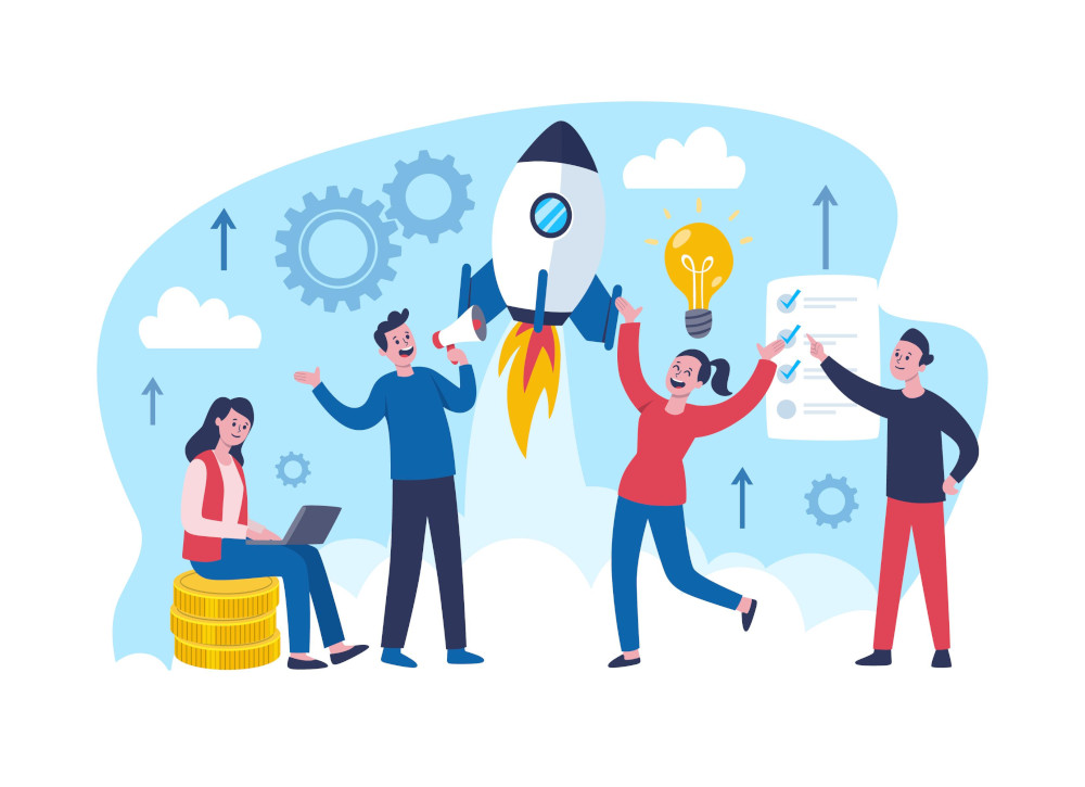 People working on rocket