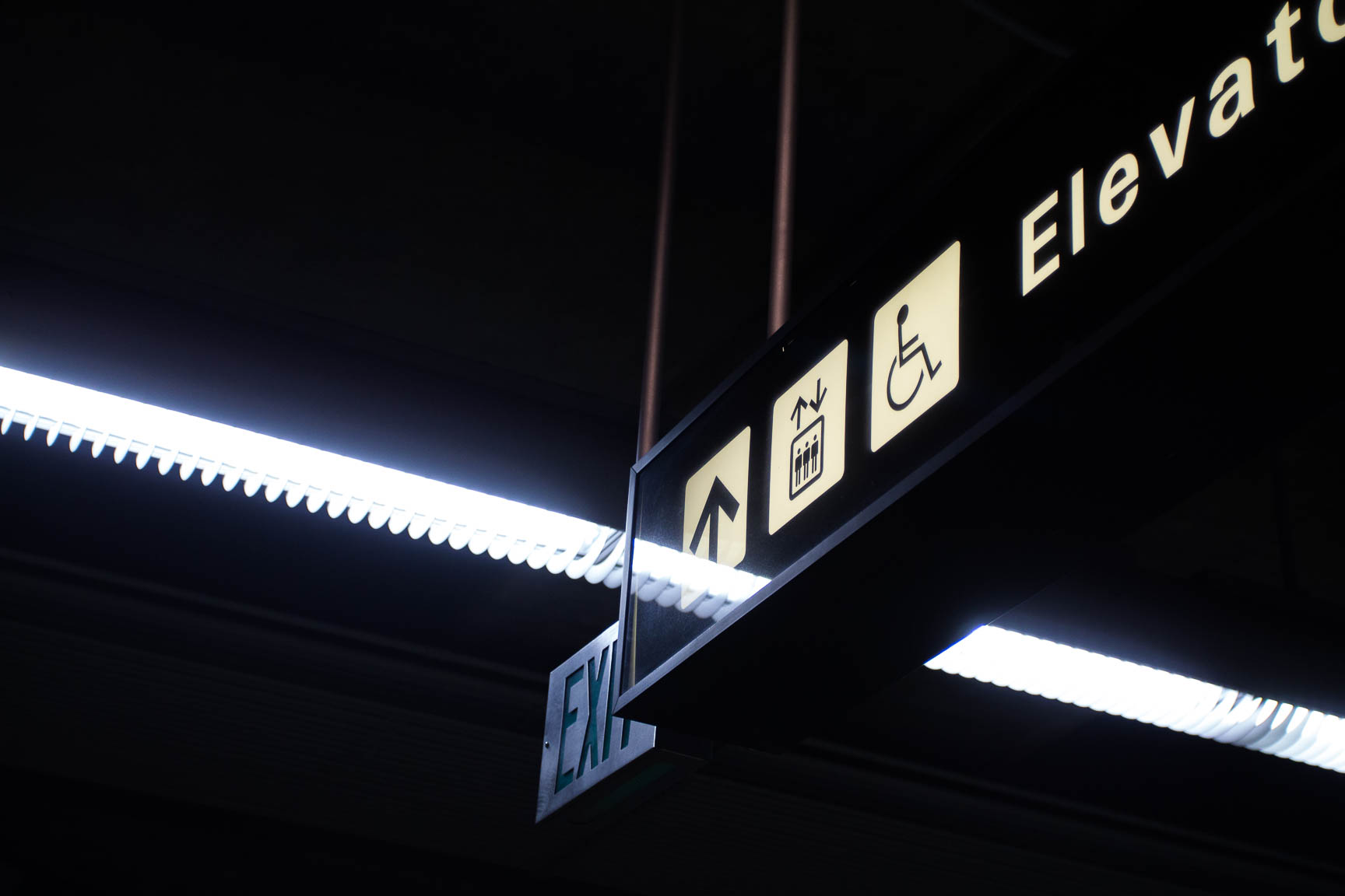 Subway sign board and exit sign