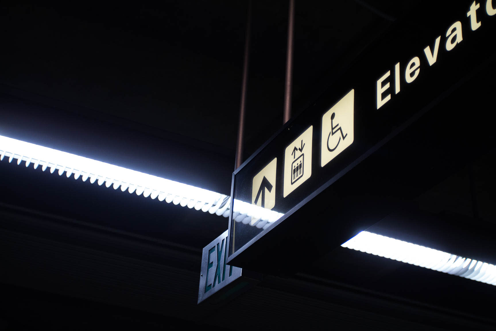 Subway sign board and exit sign