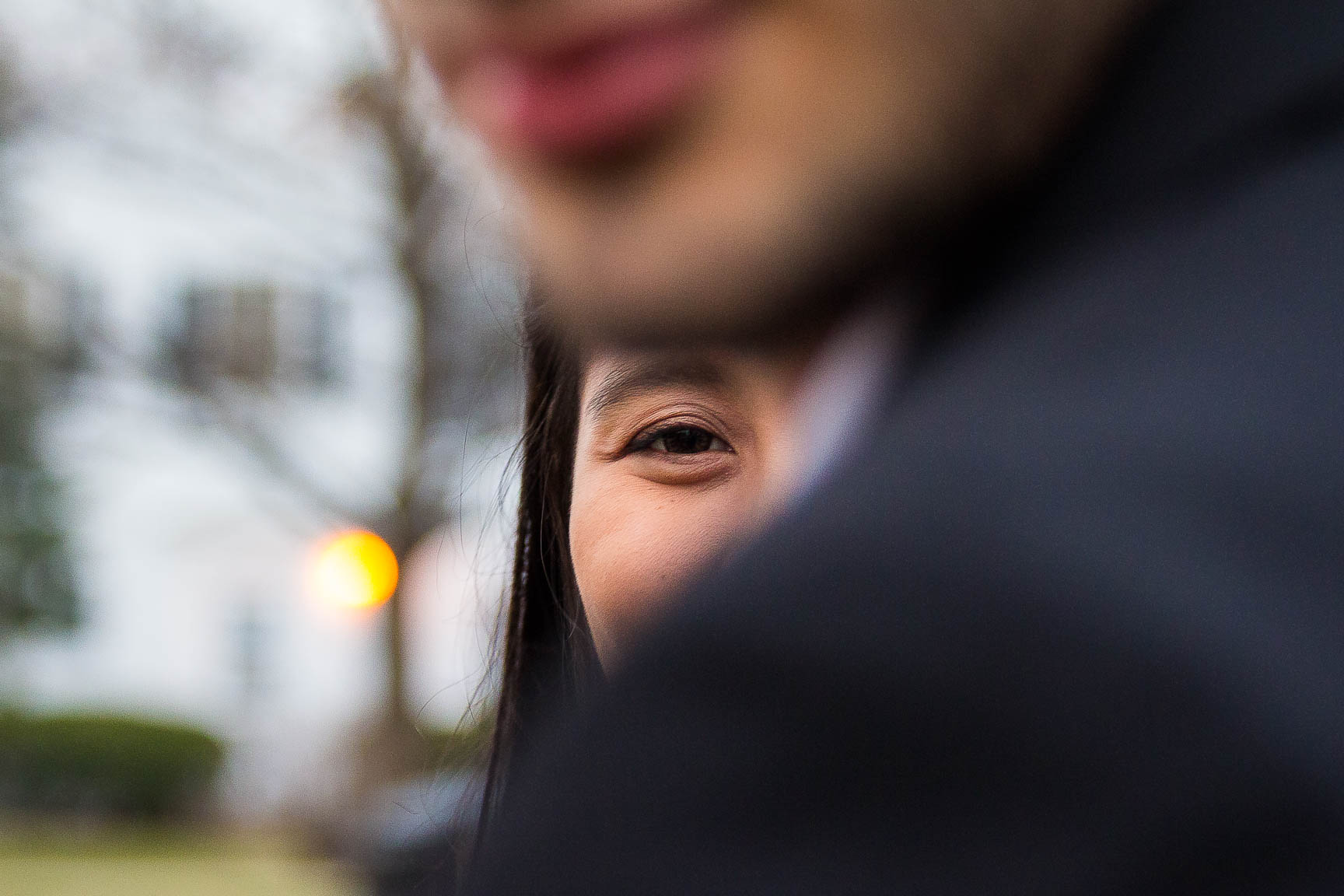 Two people smiling at camera