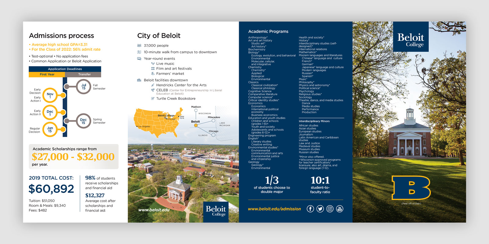 Beloit College Admissions Brochure front side