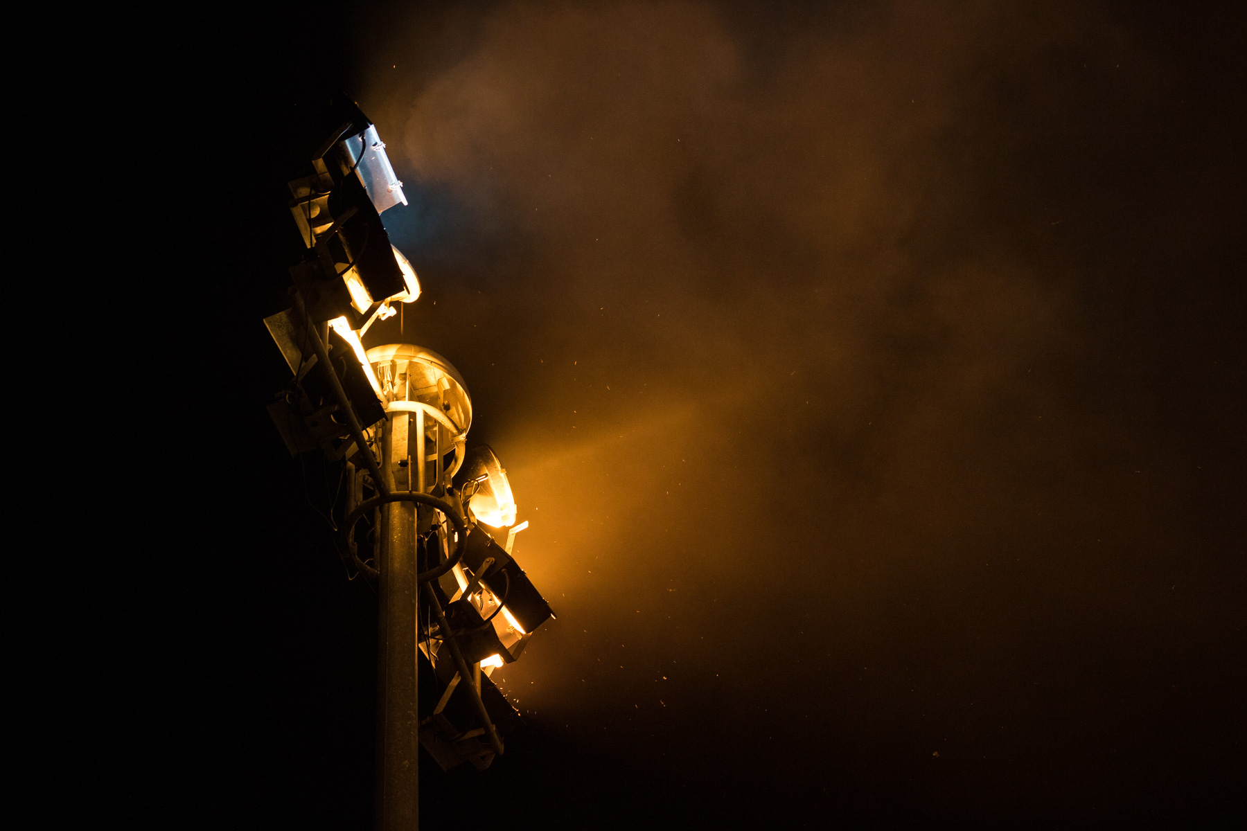 Spotlight shining light on fog