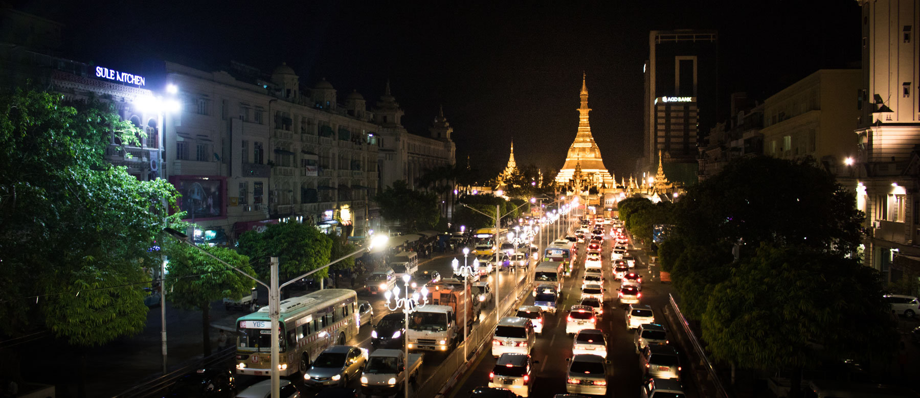 Panoramic image of Sule Pagoda