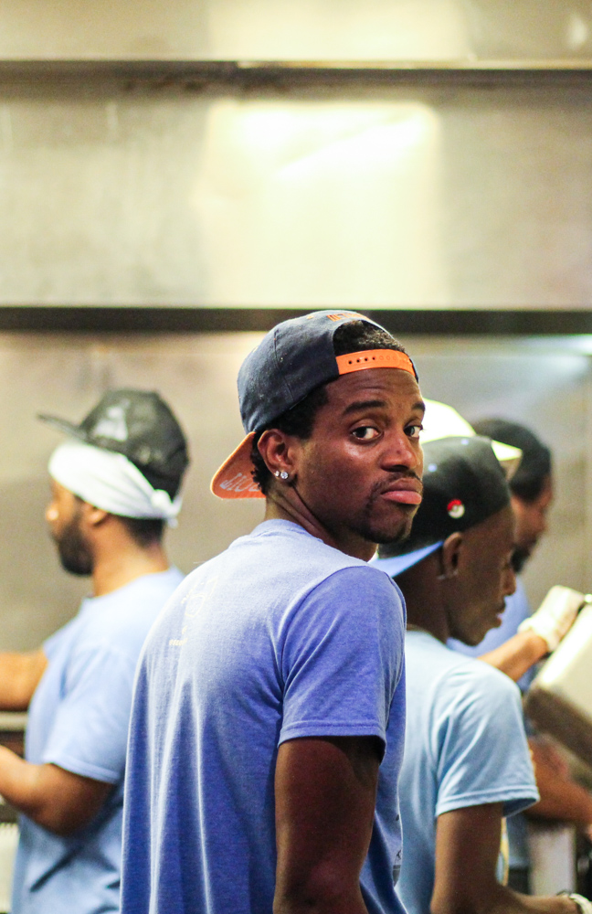 Peron looking back at camera