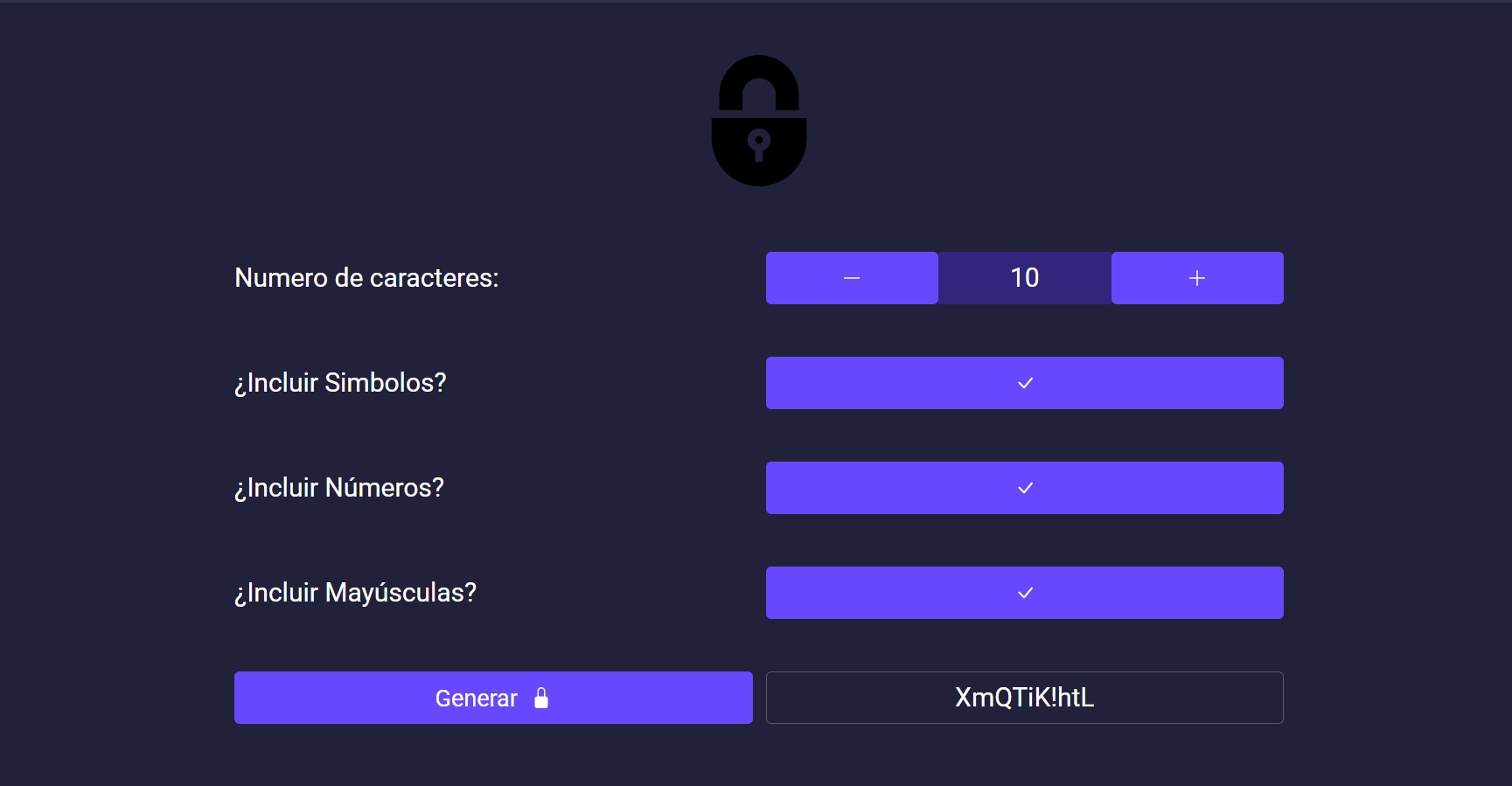 Generador de contraseñas.