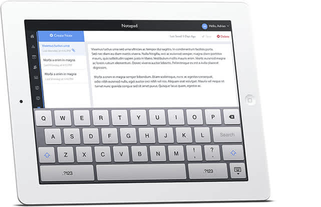 Digital notepad as shown on iPad