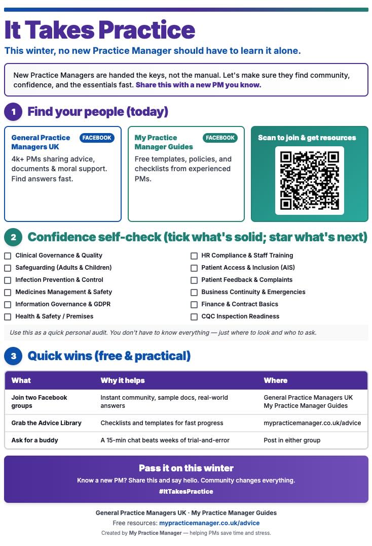 It takes practice: Why no new practice manager should face winter alone