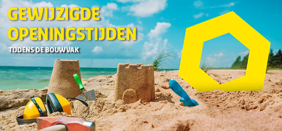 Afbeelding met stand en tekst gewijzigde openingstijden
