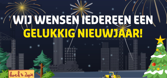 Banner met tekst Wij wensen iedereen een gelukkig nieuwjaar!