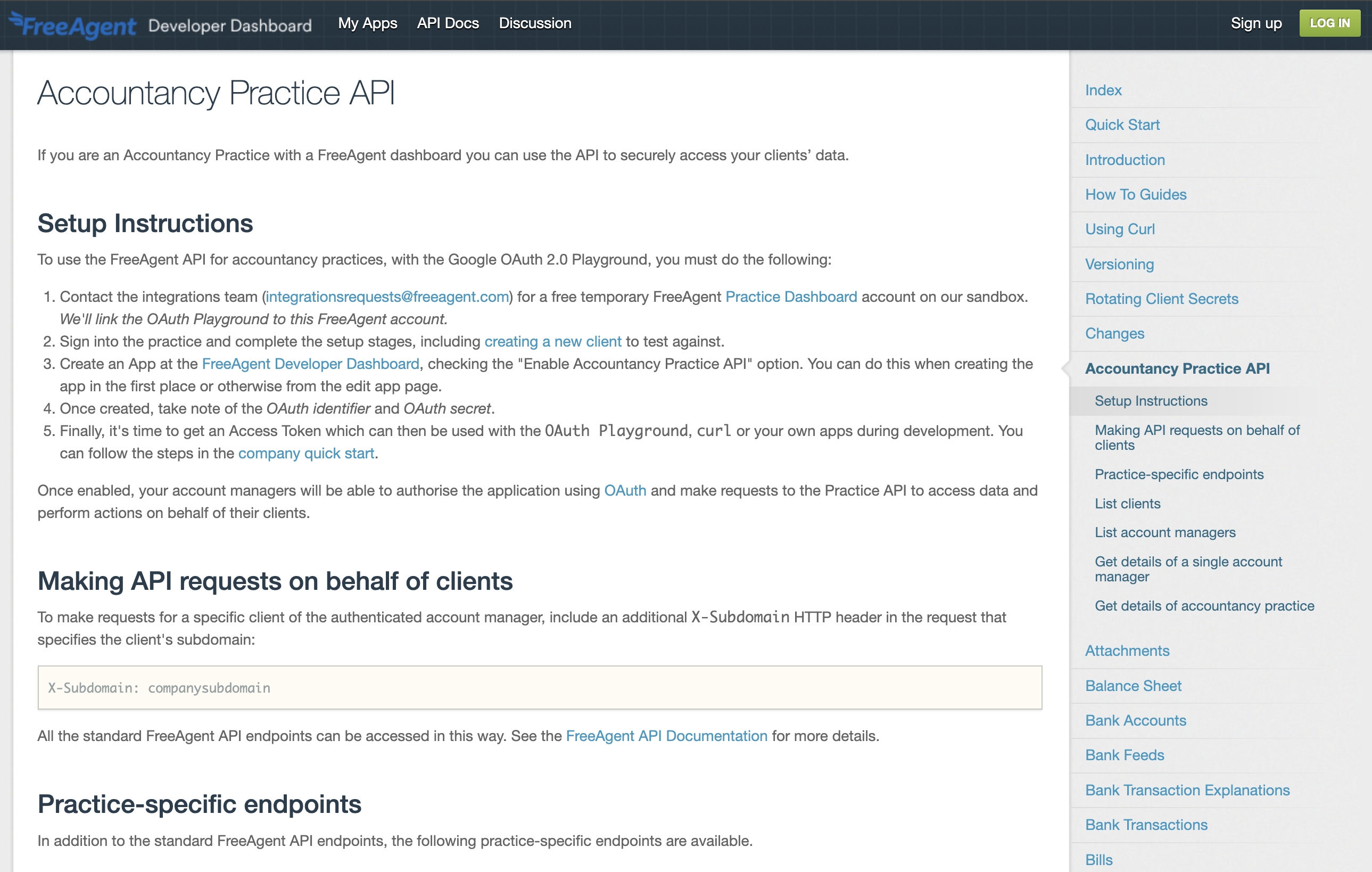 FreeAgent API docs
