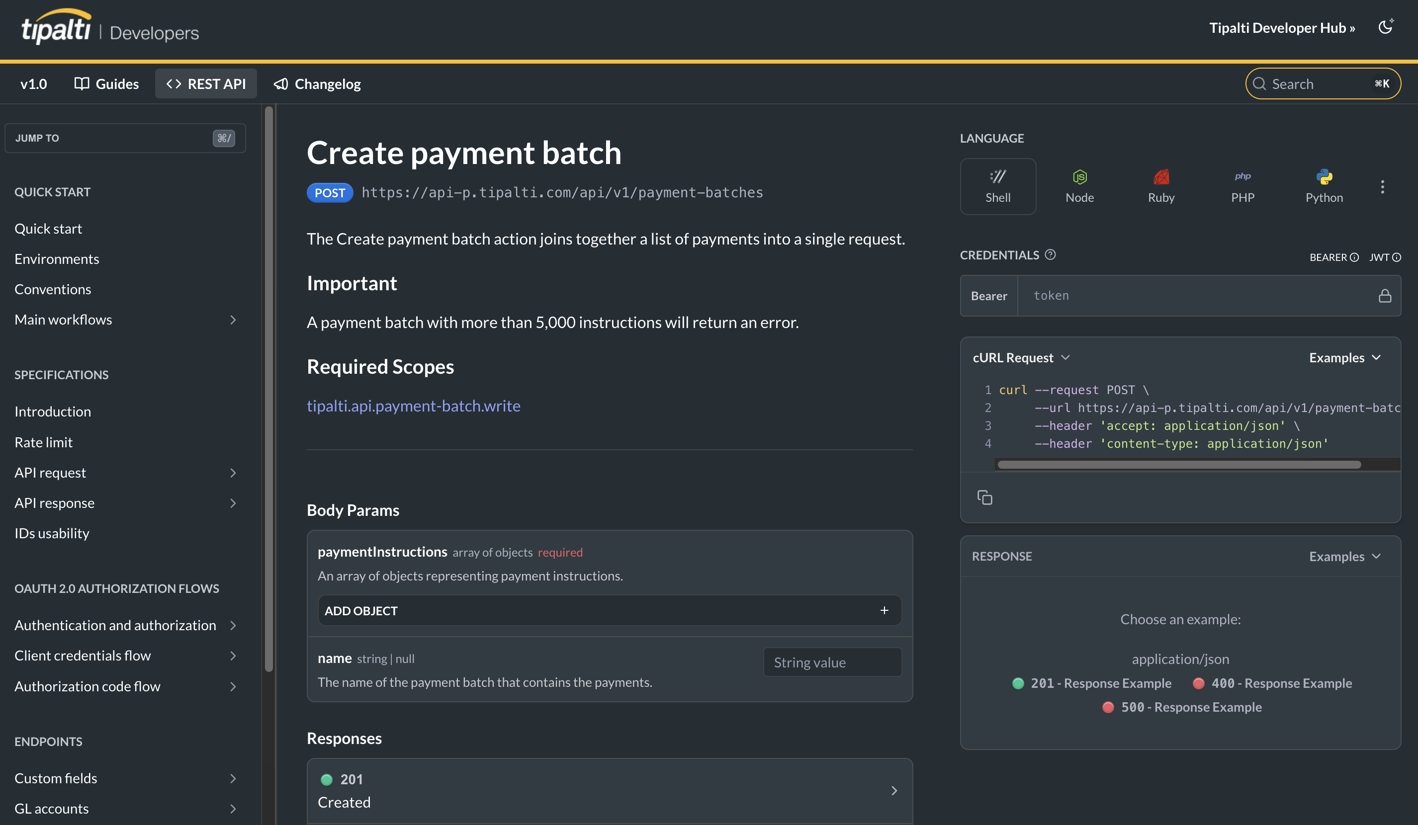 Tipalti API docs