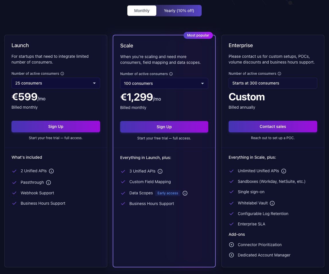 Breaking Down Unified API Pricing (Updated 2026): Why Consumer-Based Pricing Wins Today