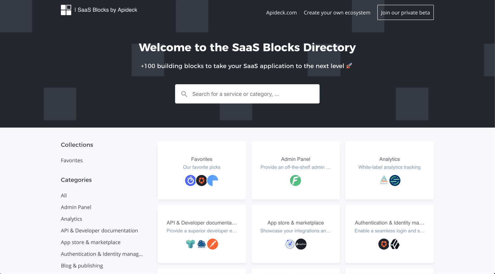 SaaS Blocks homepage