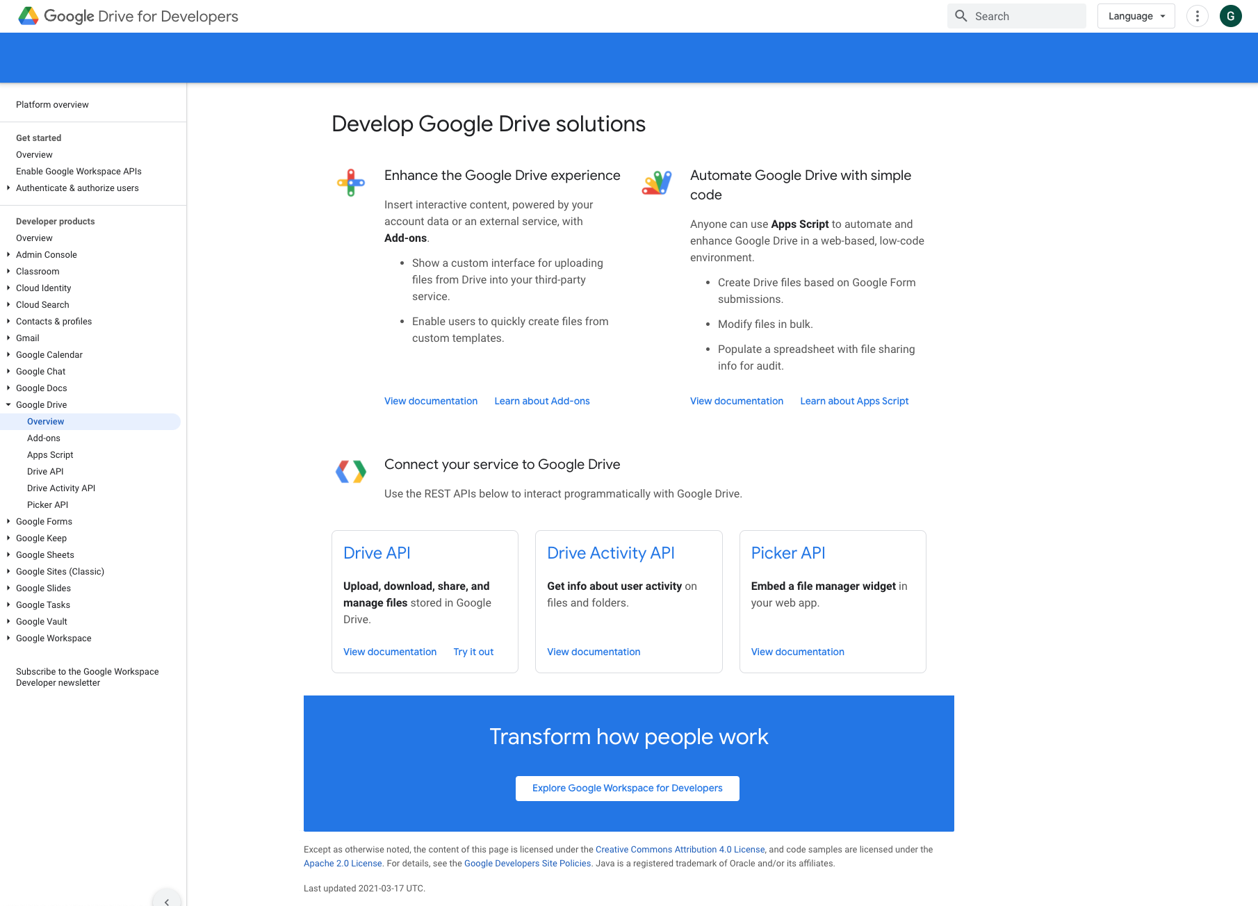 Google Drive Developer Portal