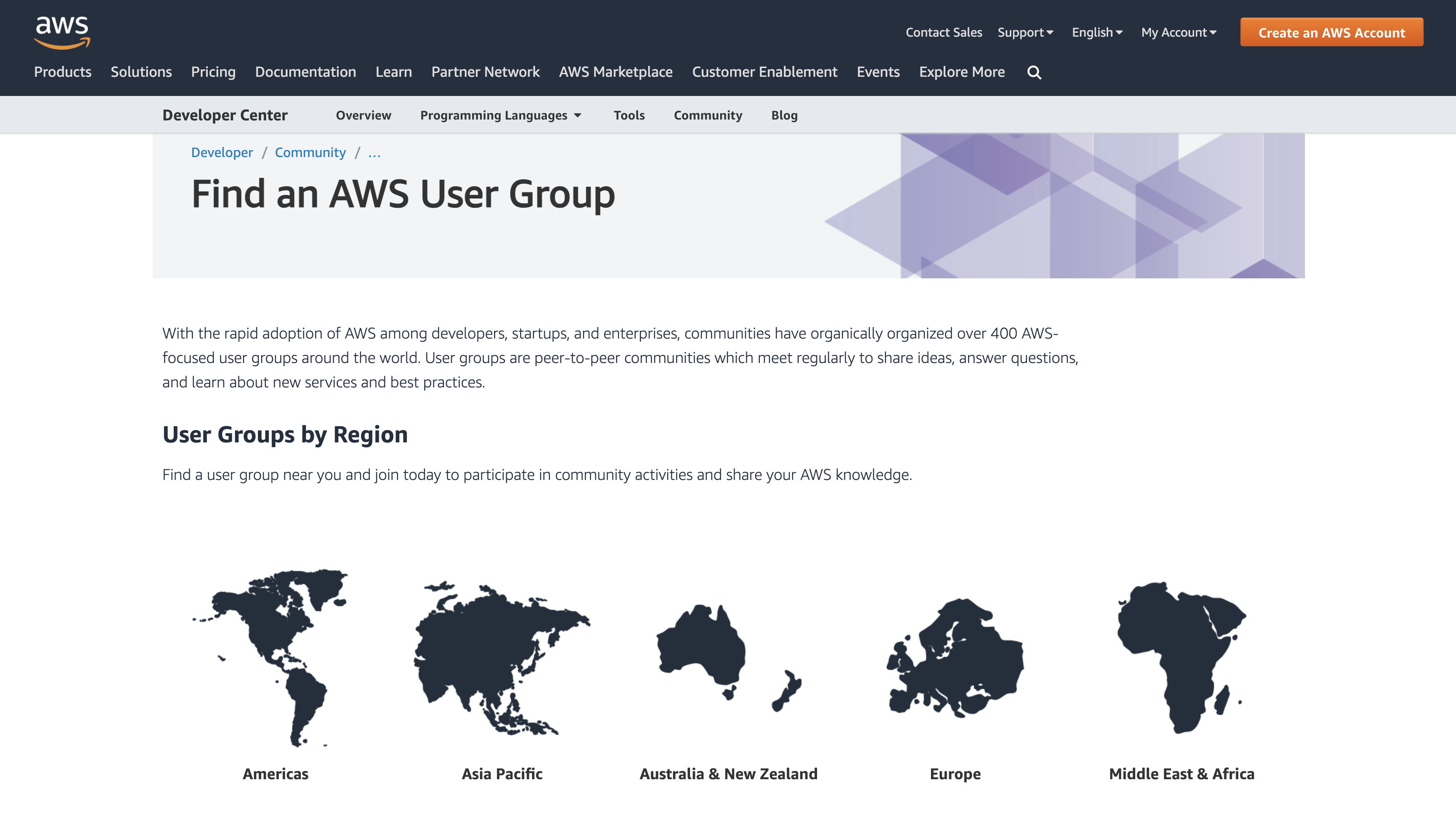AWS User Group developer community