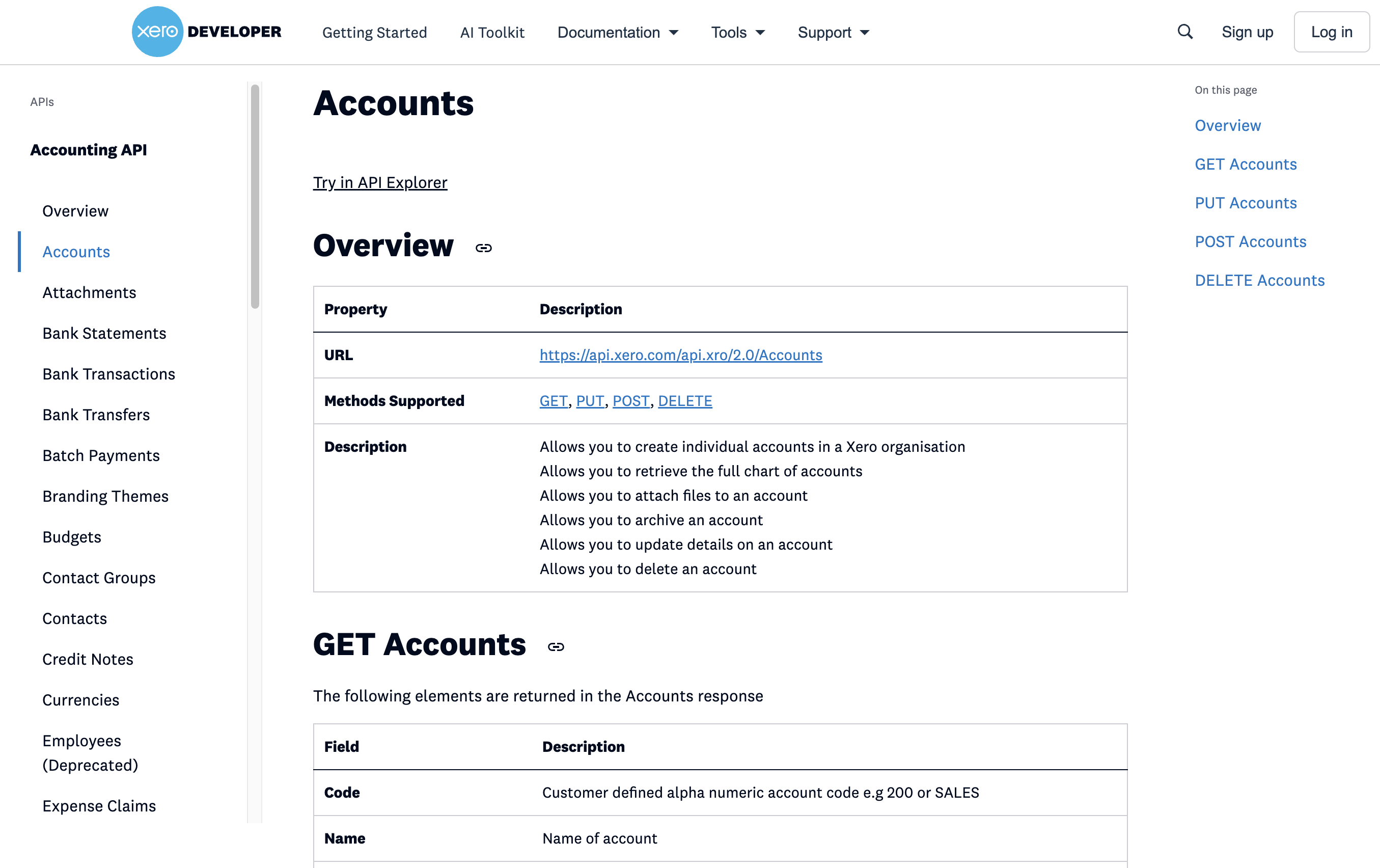 xero api docs
