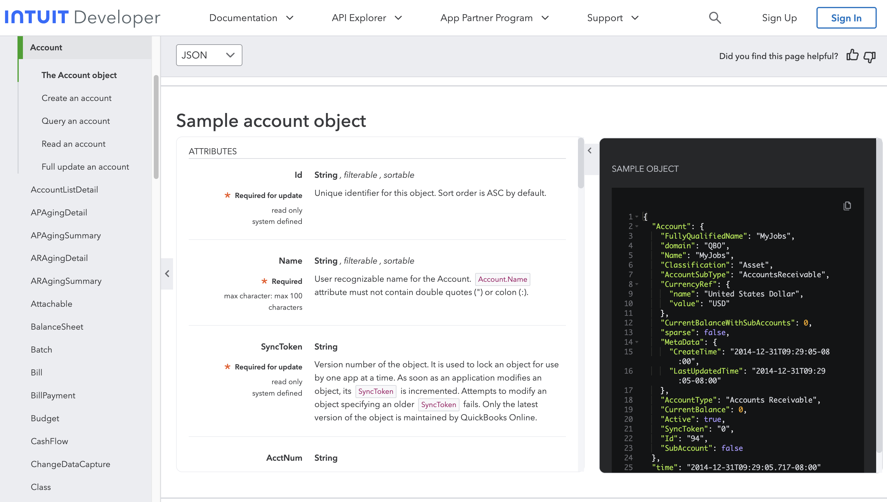 QuickBooks Online API docs
