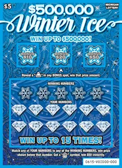 $500,000 Winter Ice $5 scratch-off ticket