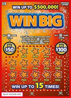 Win Big $5 scratch-off ticket